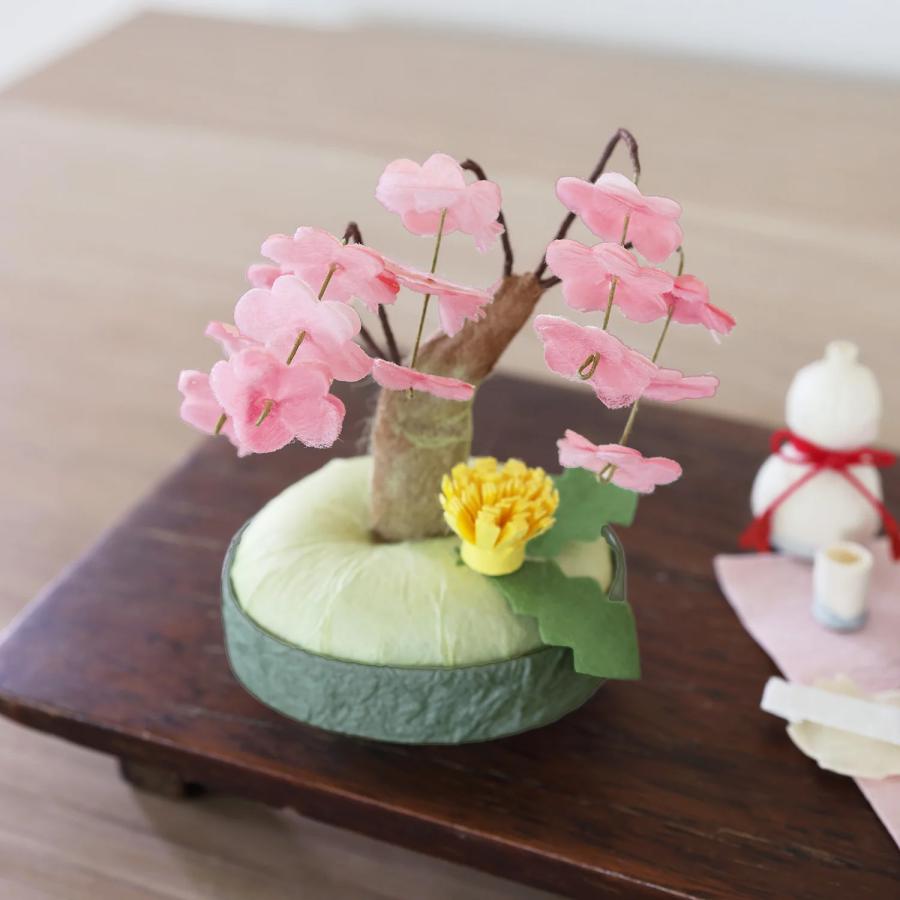 めでたや 置物 インテリア ミニ盆栽 しだれ桜 おしゃれ 和紙 お花見 春