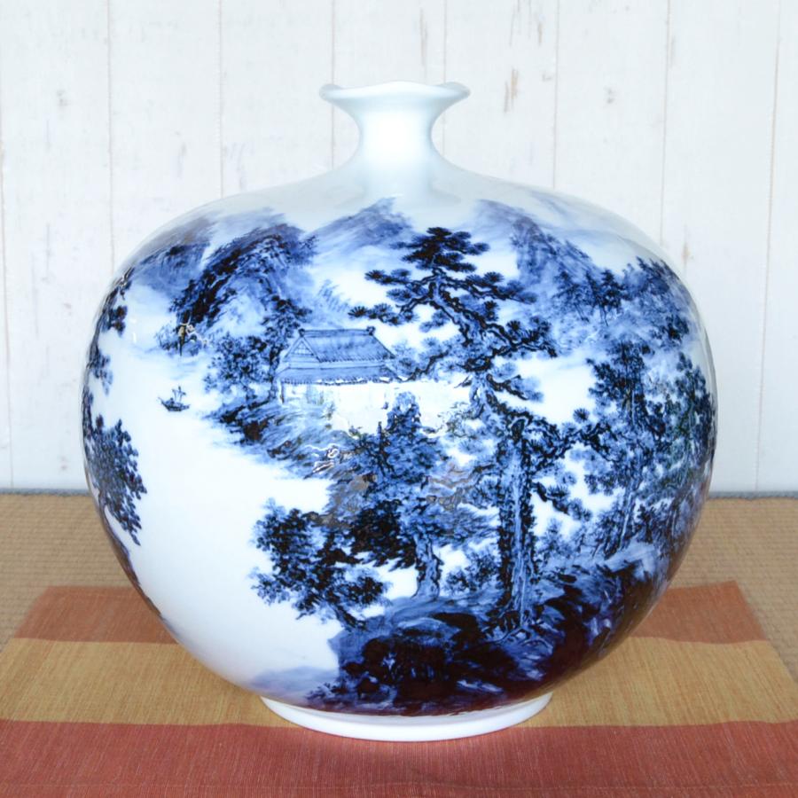 壷 つぼ 美術品 芸術作品 有田焼 染付山水 大壷 : 有田焼やきもの市場