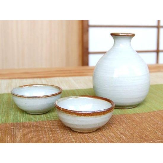 朝日窯 酒器セット 陶器製 2本の徳利と6つの杯 朝日窯 酒器セット 陶器