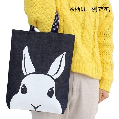 倉敷屋 おやすみ猫 デカ顔インディゴマチ付バッグ A4の入るトート