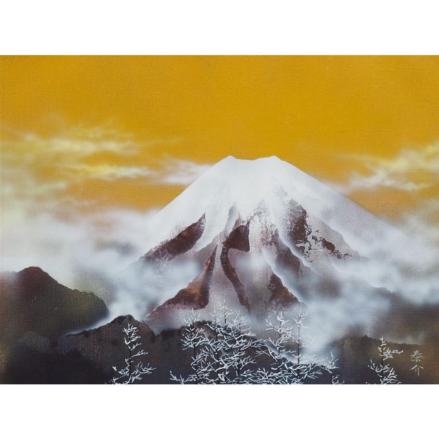 真作】 浜田泰介 絵画 ≪ 神々の座 ≫ ○ 富士山 巨匠 油彩画 8号