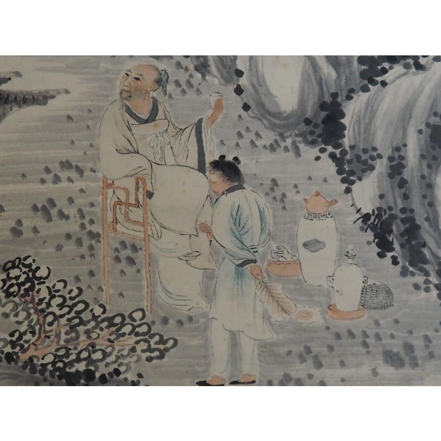 真作】 掛け軸 菅井梅関 ≪山水人物図≫ 中国人物 煎茶 江戸時代 仙台