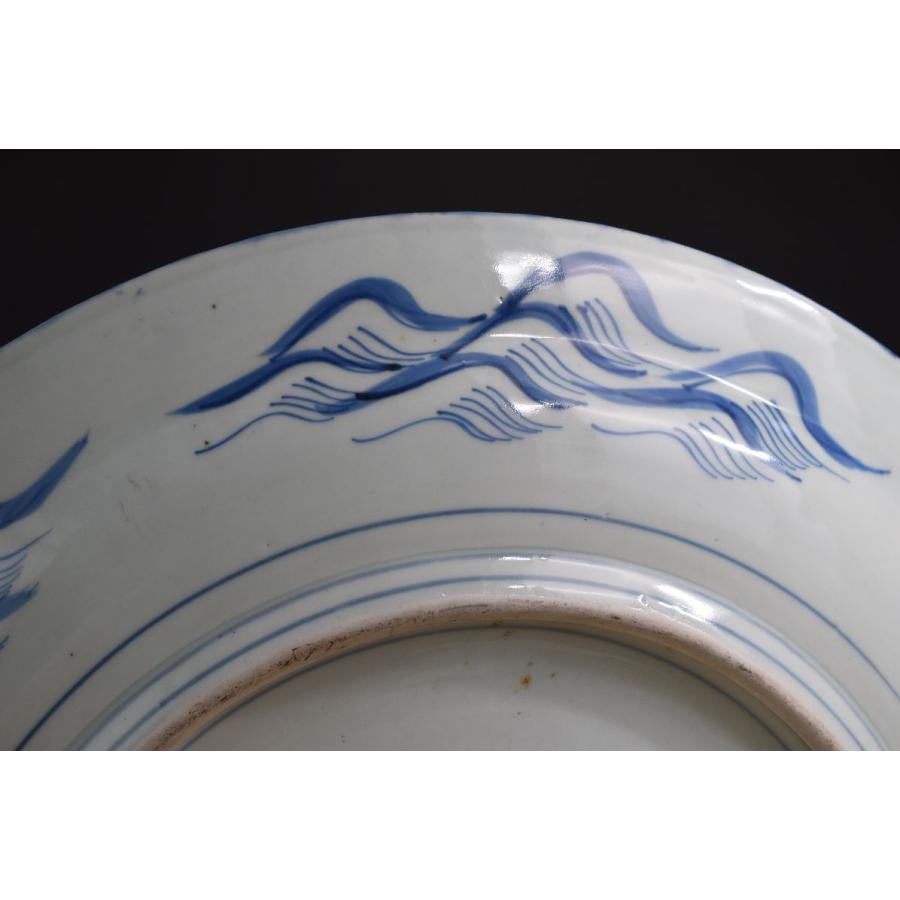 古伊万里 大皿 骨董品 ○名品 ≪ 鹿 月 花 ≫ 大明成化年製 染付 直径