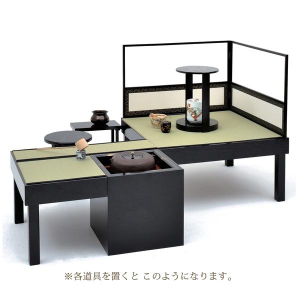 岡田園 茶道用 点前具 立礼棚 優心なごみ棚 (極) 建水台・円椅1台付き