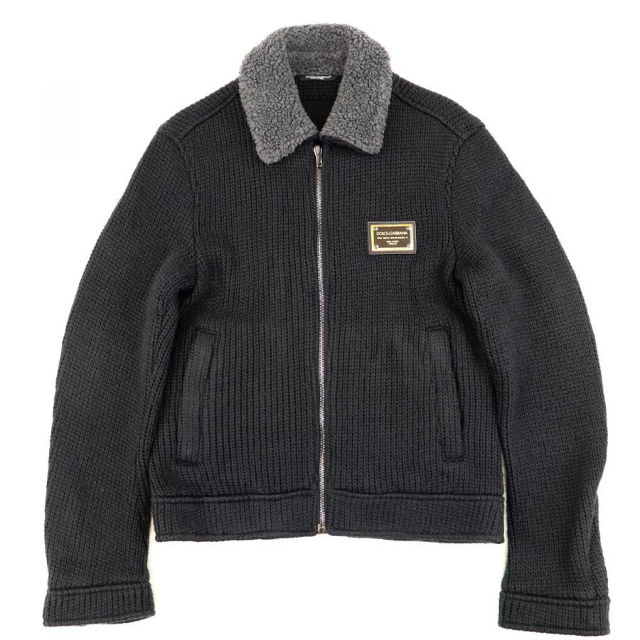 ドルチェ＆ガッバーナ ボア襟ニットジャケット メンズ 黒 44 未使用