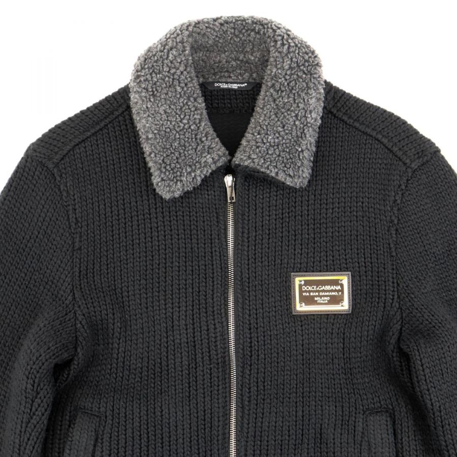 ドルチェ＆ガッバーナ ボア襟ニットジャケット メンズ 黒 44 未使用