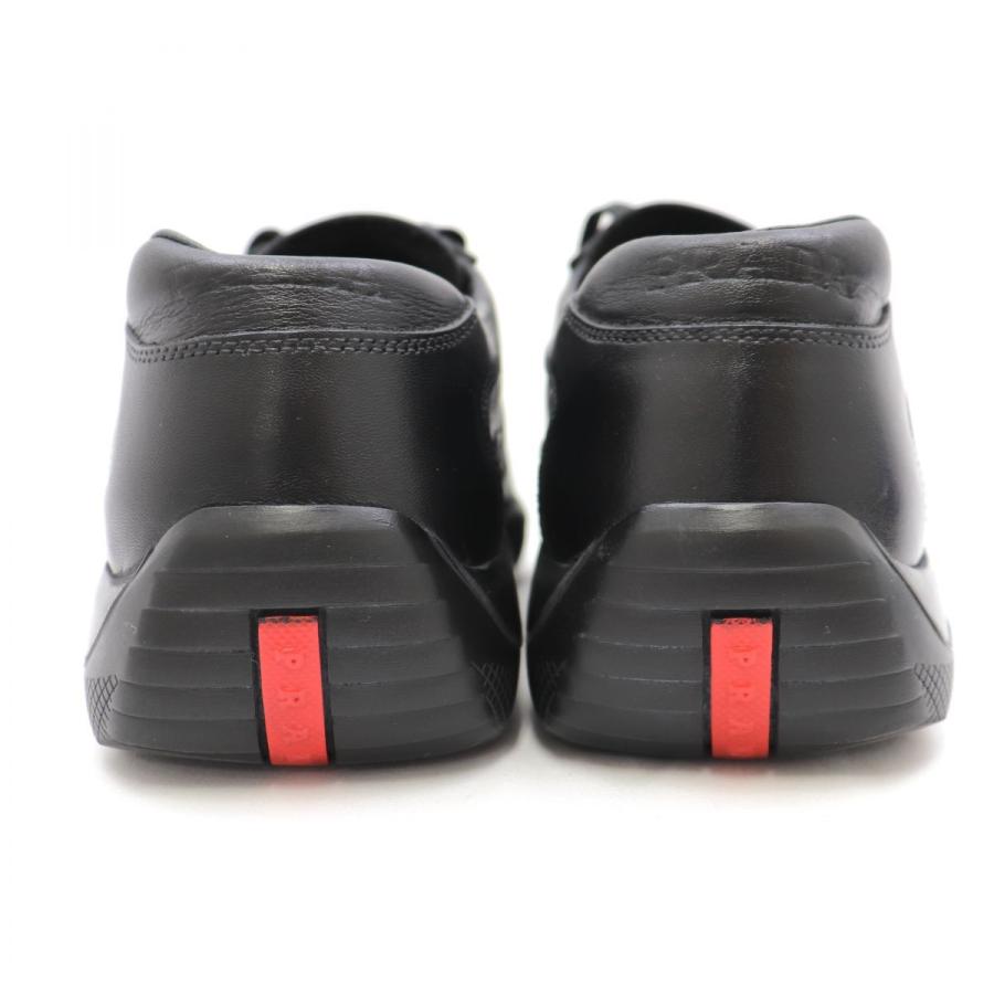 プラダスポーツ レザーローカットスニーカー メンズ 6 黒 美品 ロゴ