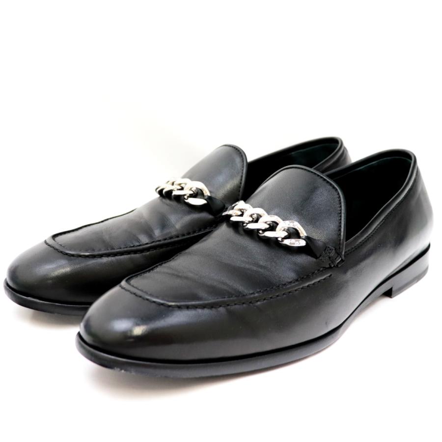 美品 ジミーチュウ MARTI スター加工チェーン付き ローファー メンズ