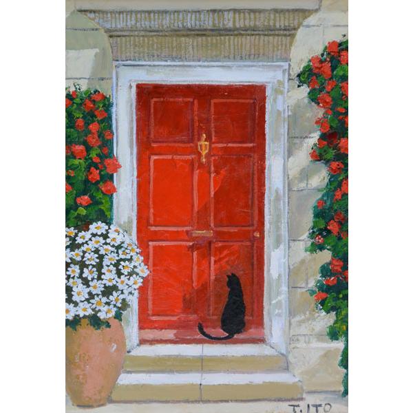 絵画 油絵F4 赤い扉とネコ 伊藤拓実画 : 大瑠堂 - 通販 - Yahoo