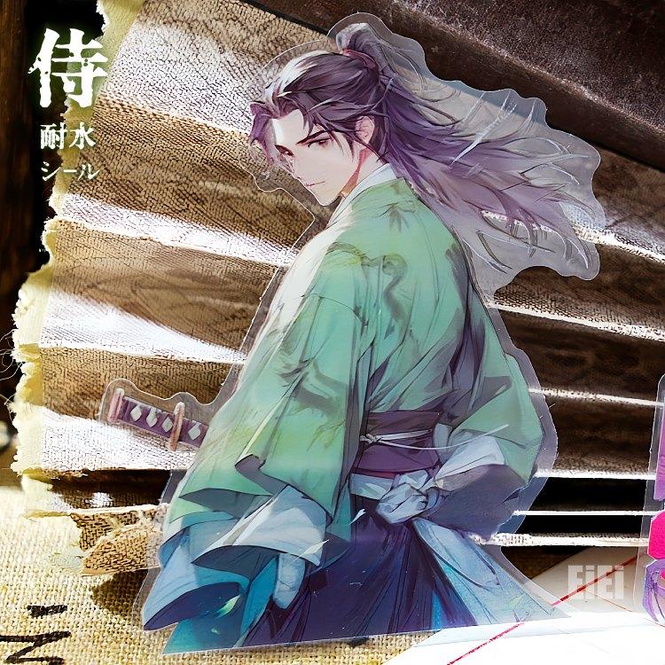 古風 人物シール 大きめ キャラクターステッカー 侍 侠客 男性 大人