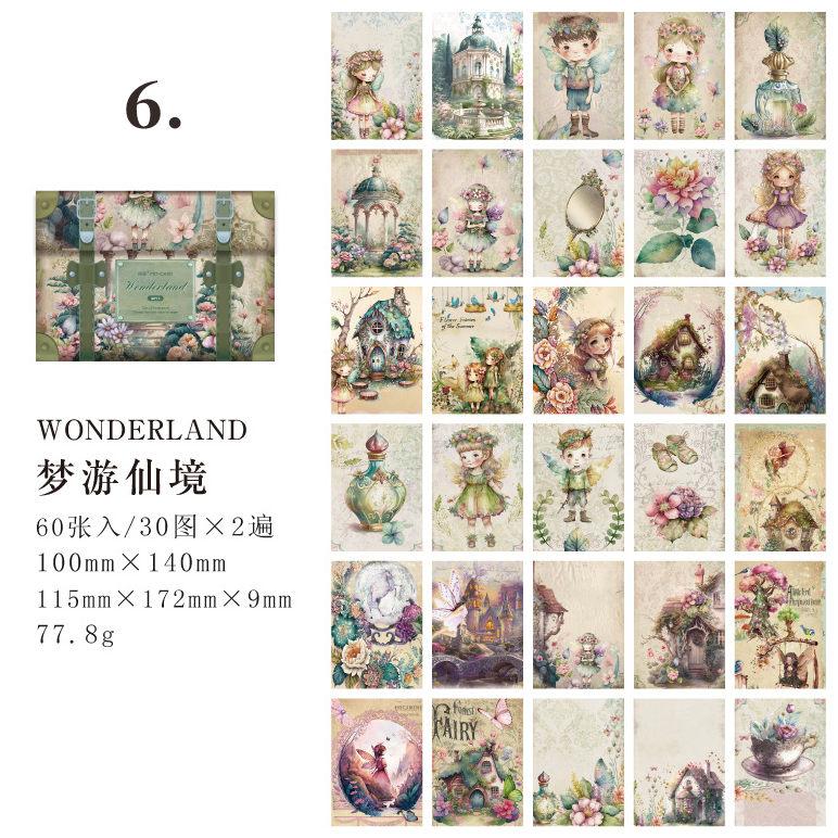 即納 海外デザインペーパー 60枚 素材紙 背景紙 コラージュ 素材 窓 蝶