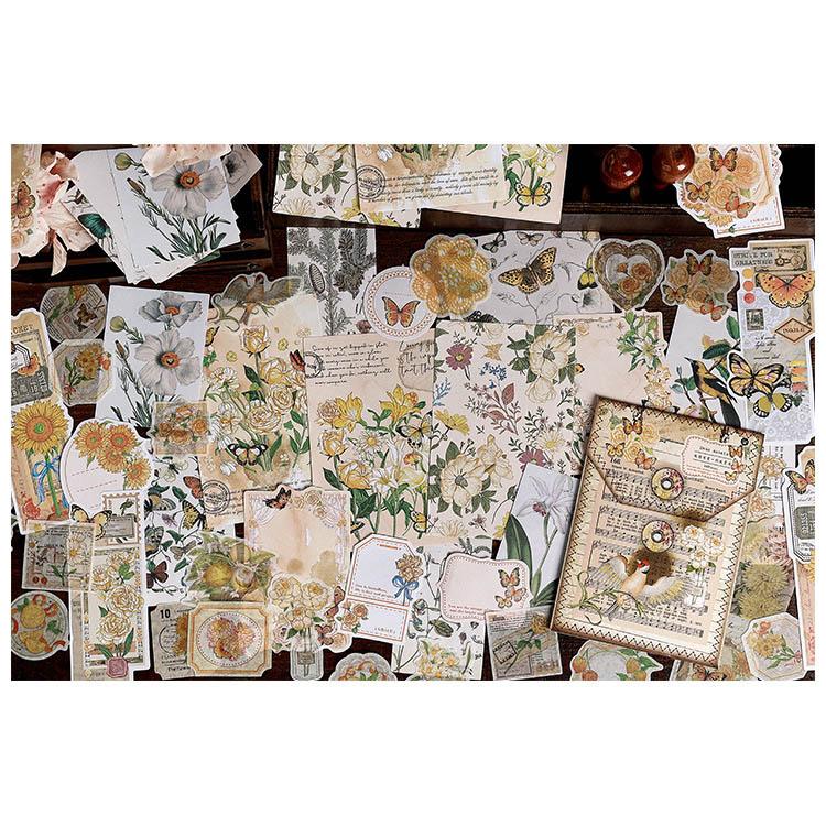 80枚 異素材 コラージュ素材セット 2種類素材 詰め合わせセット 大容量