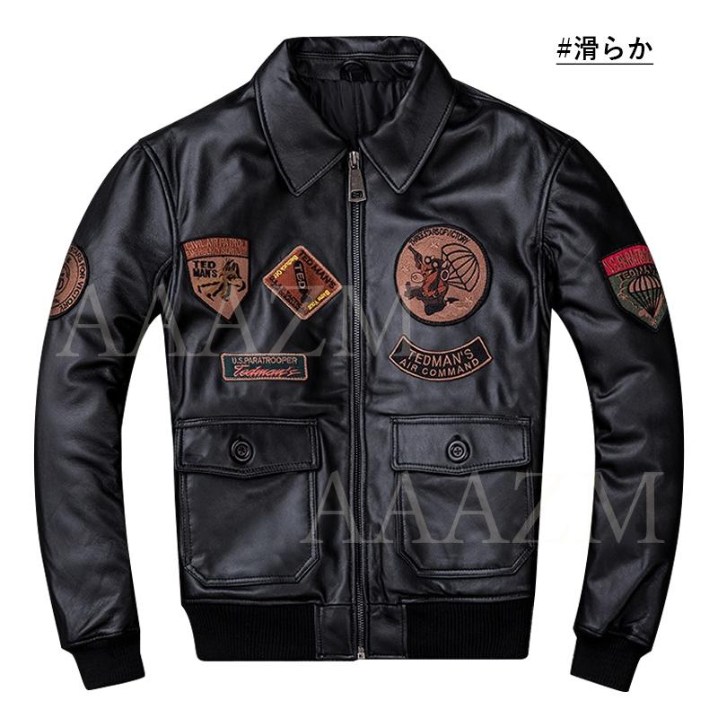 AAAZM レザージャケット 本革 おしゃれ メンズ 革ジャン ワッペン 羊革