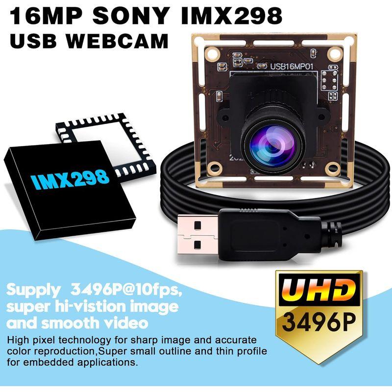 ELP 16MP USB カメラ 4656x3496 ソニー IMX298 センサー、USB2.0