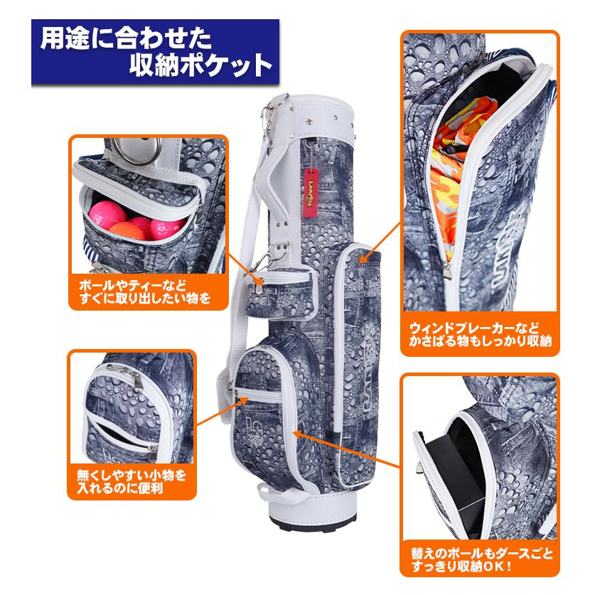LAKISIX ゴルフ ハーフ キャディバッグ 7型 3分割 ポップ カラフル 総