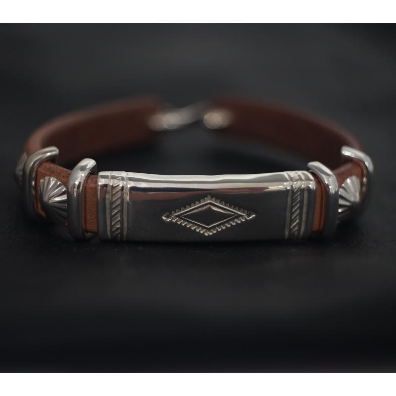 メンズ バングル ブレスレット アポロコンチョ付き ダブルカンブレ