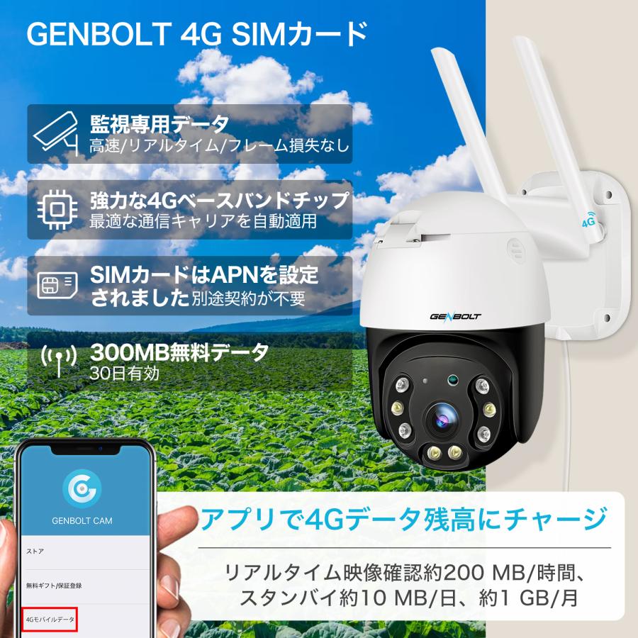 4G通信カメラ SIMカメラ 防犯カメラ 屋外 wifiなし 200万画素 監視