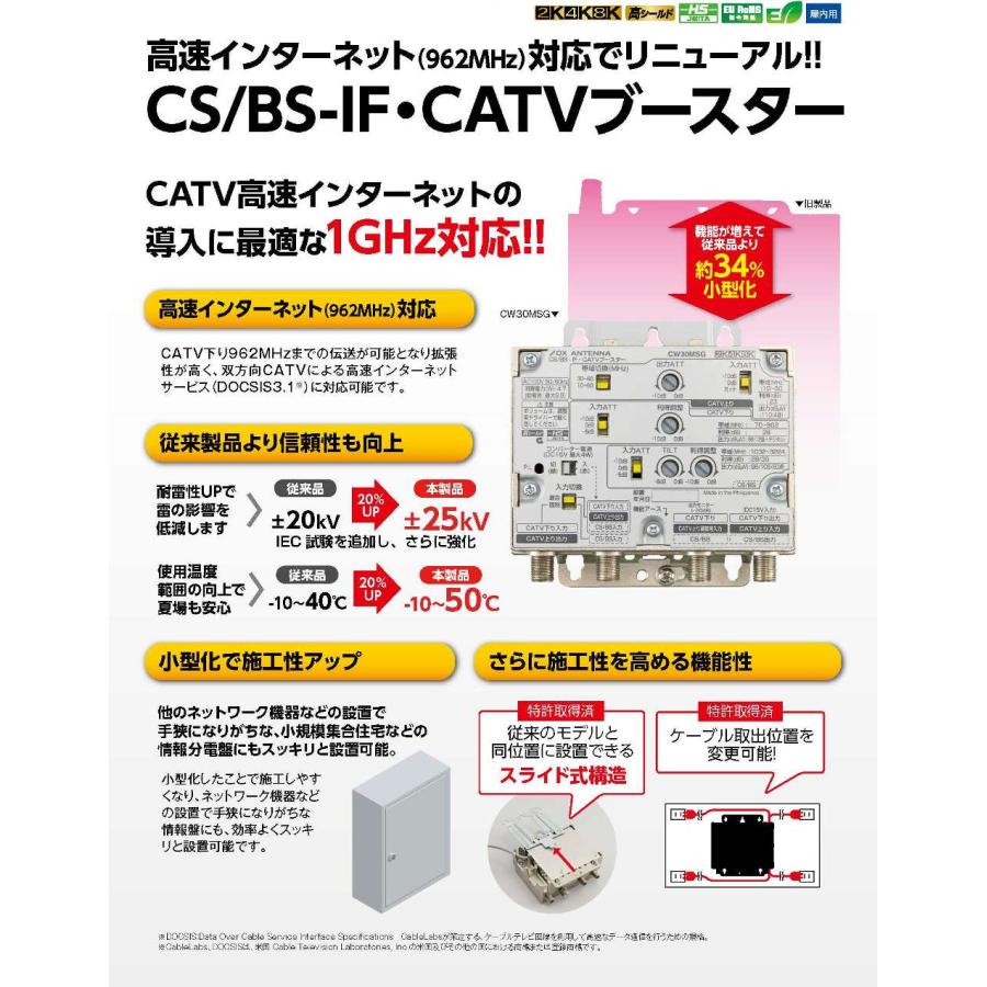 DXアンテナ 2K・4K・8K対応 CS/BS-IF・CATVブースター 30dB型 CW30MSG