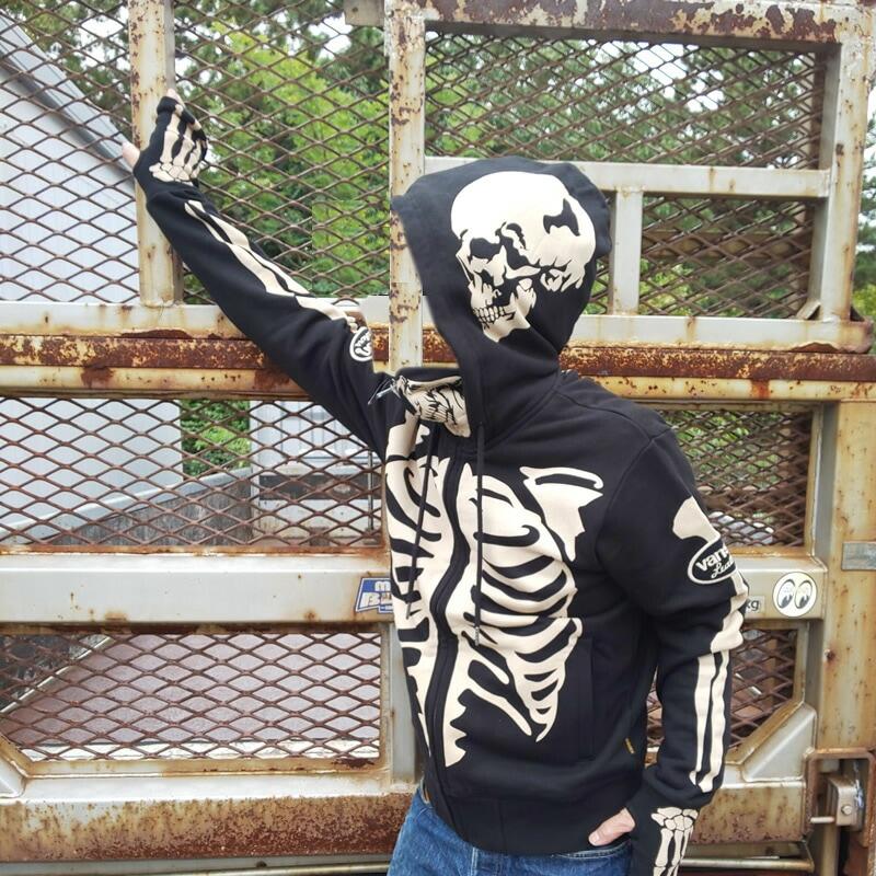 VANSON（バンソン） 裏毛F/Zパーカー メンズ スカル ボーン ドクロ