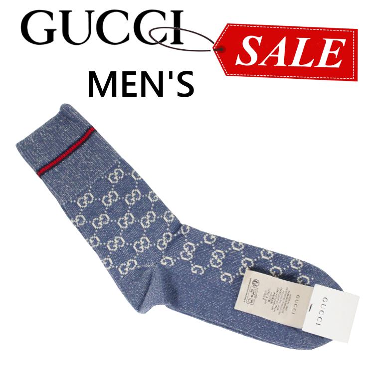 GUCCI（グッチ） 靴下 メンズ ソックス 新品 GG柄 ブルー 26〜28cm