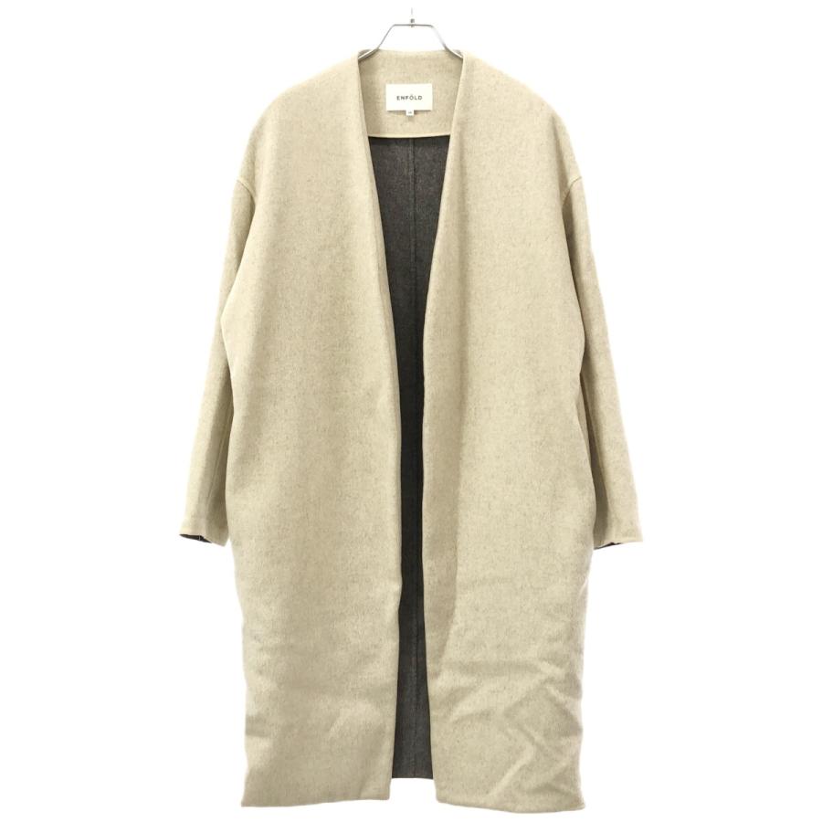 ENFOLD（エンフォルド） ウールリバーノーカラーコート アイボリー 38