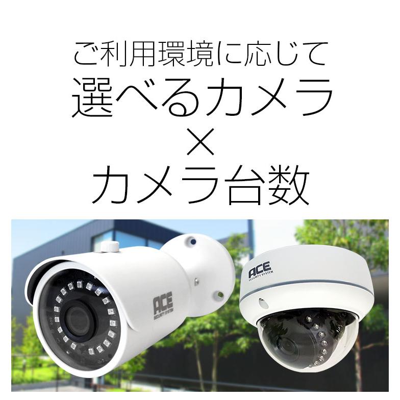 ACE SECURITY SYSTEM 防犯カメラ セット 家庭用 1~4台 屋内 屋外 AHD