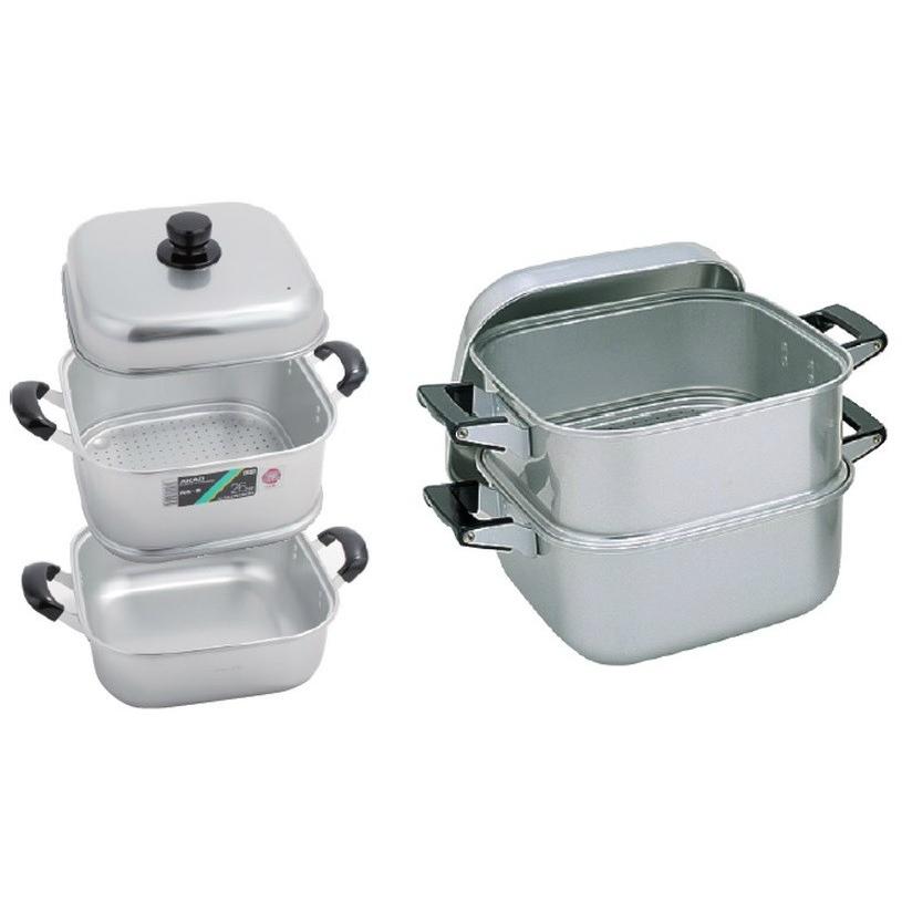 アカオ アルミ 角型蒸器33cm 一重（蒸し器・蒸し鍋） : モノタス