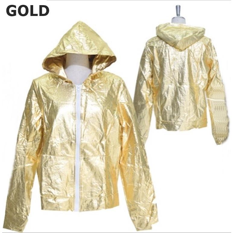 シャカシャカメタリックフード付きジップアップパーカー2色/ジャケット