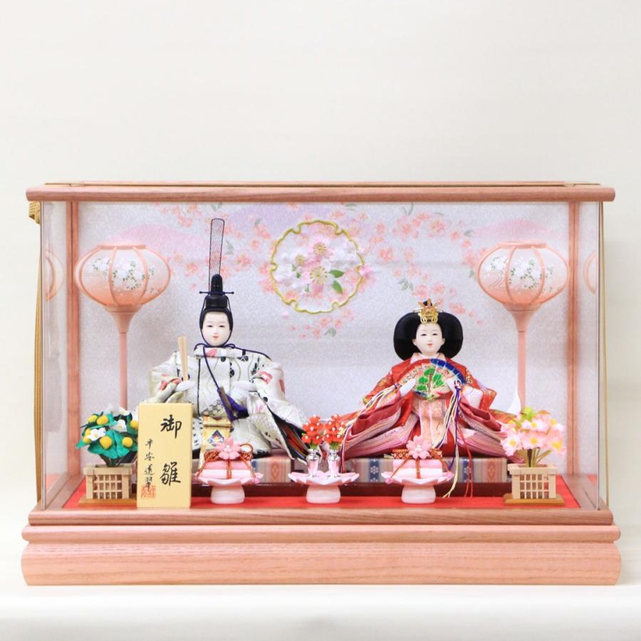 雛人形 コンパクト おしゃれ 紅羽 ピンク木ケース アクリルケース 小三