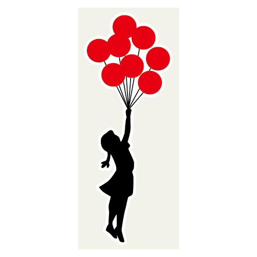 フライングバルーン 風船飛ぶ少女 風船少女 ステッカー 54×141ミリ