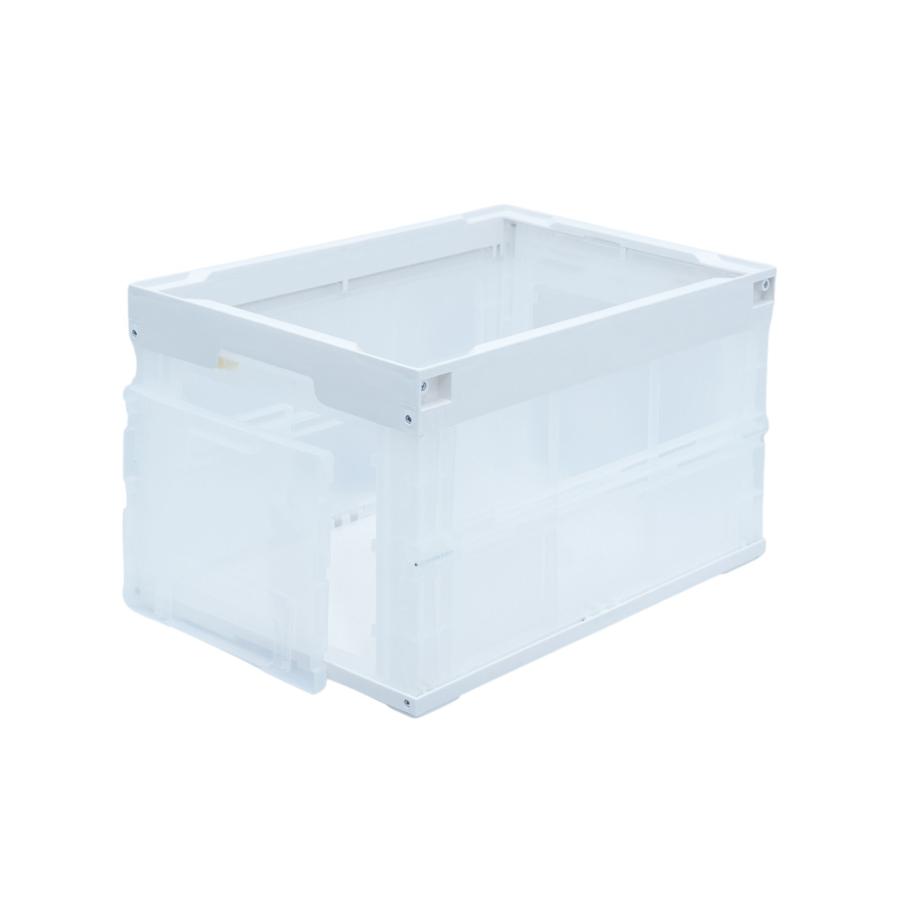 松本産業 折りたたみコンテナ 50L 1面扉付き ホワイト / クリア