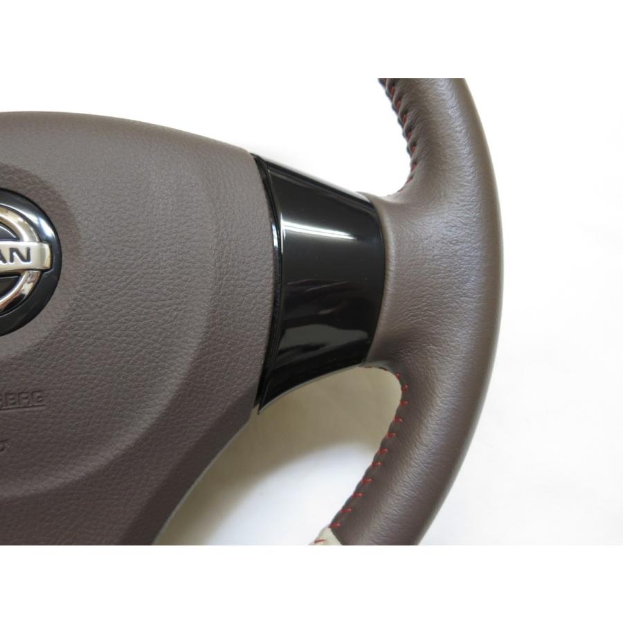レッドステッチ!モコMG33ドルチェ 純正 革 ステアリング 運転席 エア