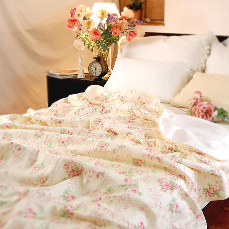 松並木 綿毛布 シングル 140×210cm ロイヤルローズ花柄 肌に優しい元祖