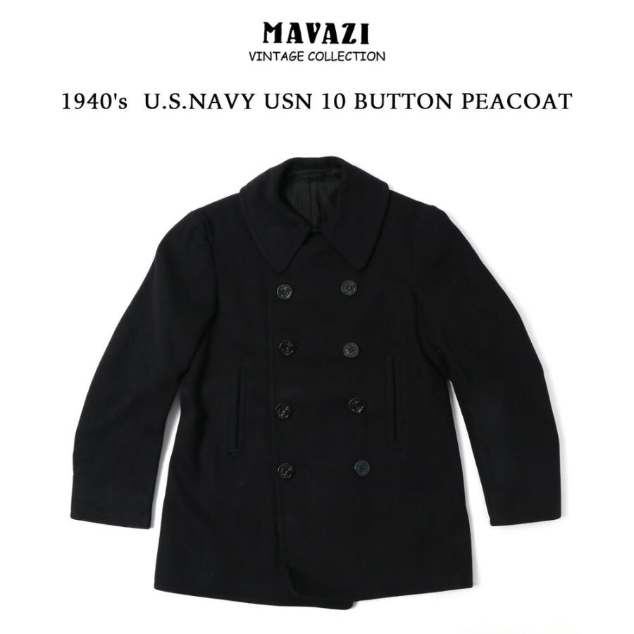 VINTAGE 1940's U.S.NAVY USN 10 BUTTON PEACOAT ヴィンテージ