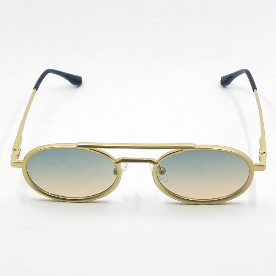 サングラス メンズ レディース メタル オーバル バネヒンジ ゴールド