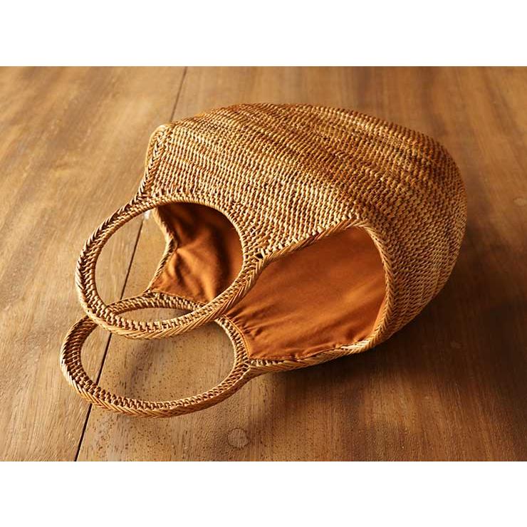 撫松庵 （夏）巾着 籠バック 丸型アタバック（ベージュ 100-378-002-05