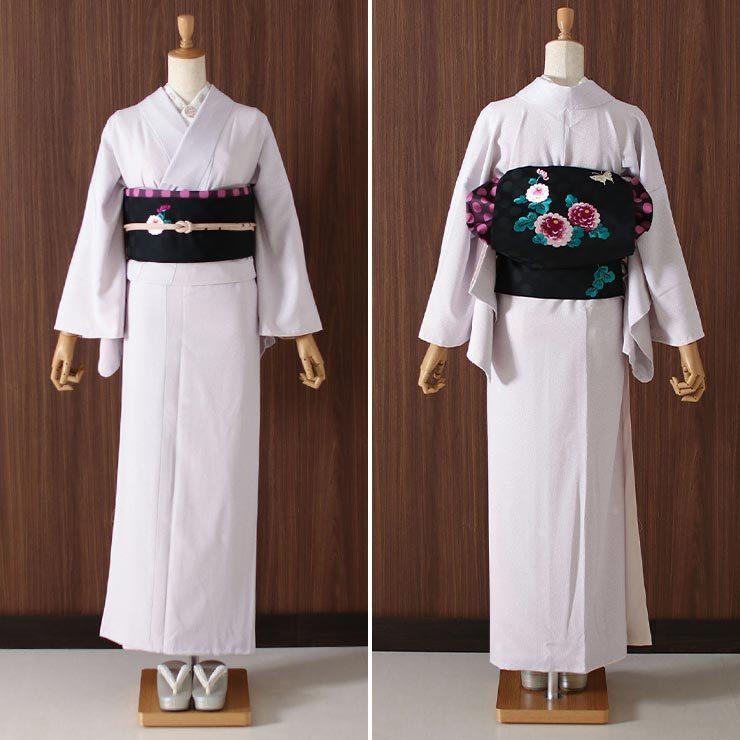 洗える着物 江戸小紋 単衣 新作 街着屋 創作 鮫小紋 霰 蛍ぼかし 白藤