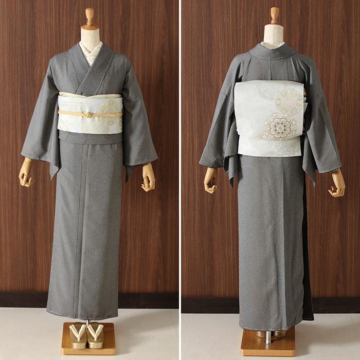 洗える 着物 江戸小紋 袷 毛万筋 鉄黒色 M L サイズ 日本製 レディース