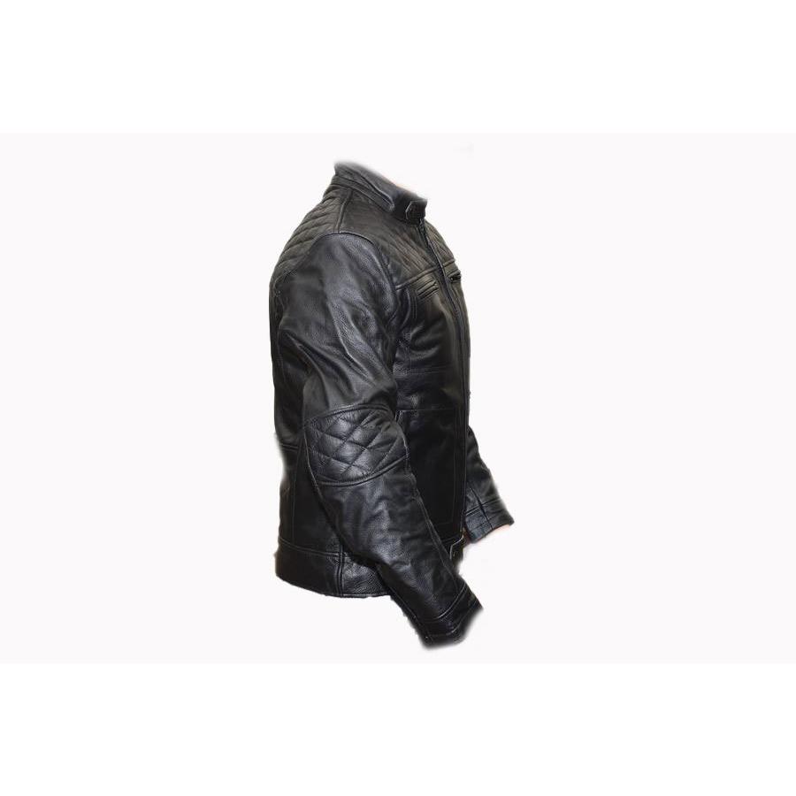 激シブ 本革 キルティングショルダー ライダースジャケット