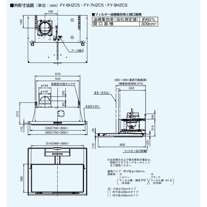 Panasonic（パナソニック） 『在庫あり』 FY-6HZC5-S 換気扇 レンジ