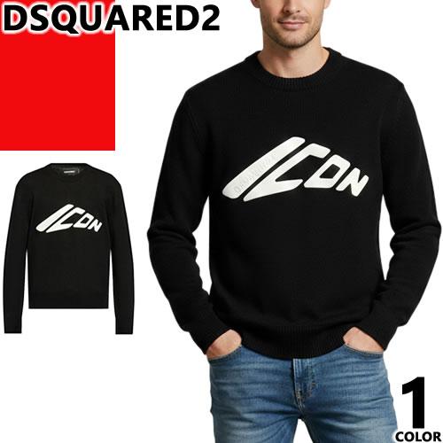 週末値下】DSQUARED2 イタリア製 ウールニット M ブラック DSQUARED2