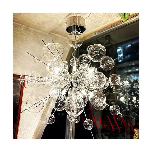 バブルシャンデリア 照明 スタイリッシュ クローム ガラス シャボン玉