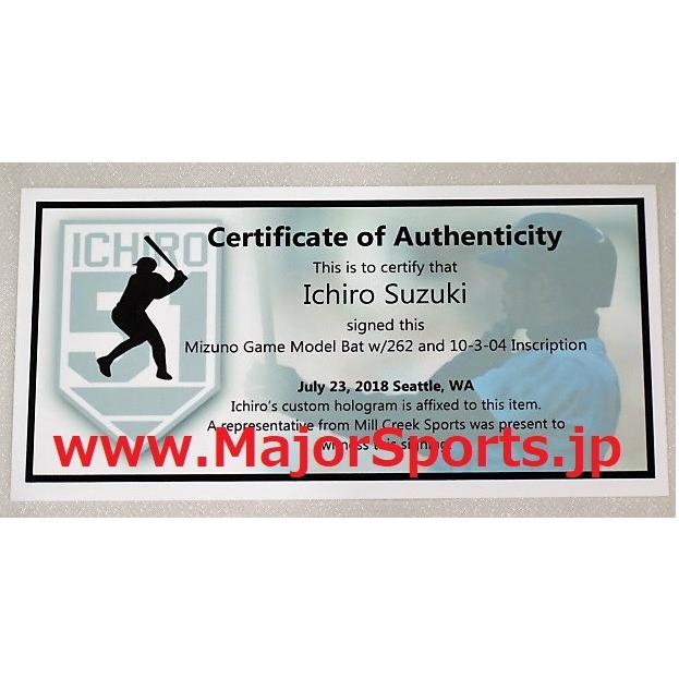 MS】イチロー直筆サイン年間最多安打記録262及び日付10-3-04書込み入り