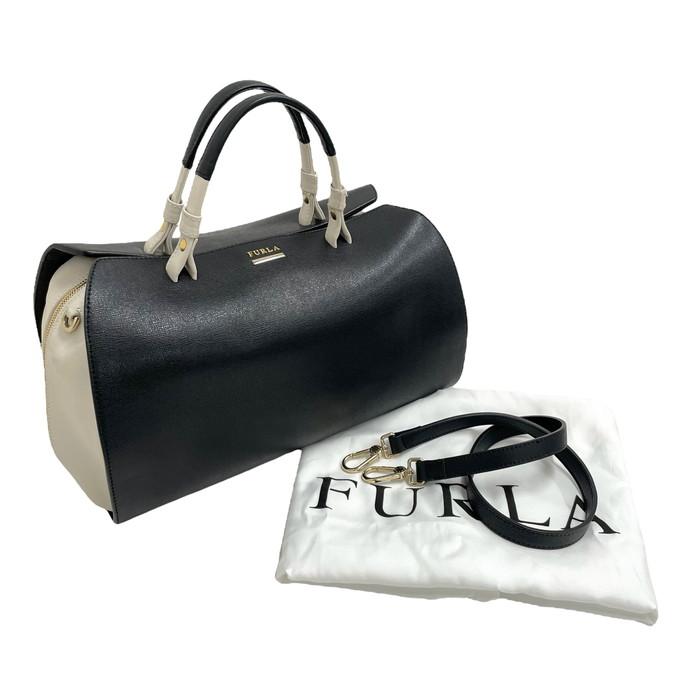 FURLA（フルラ） 2WAY ミニ ボストンバッグ ヴィーナス黒×アイボリー