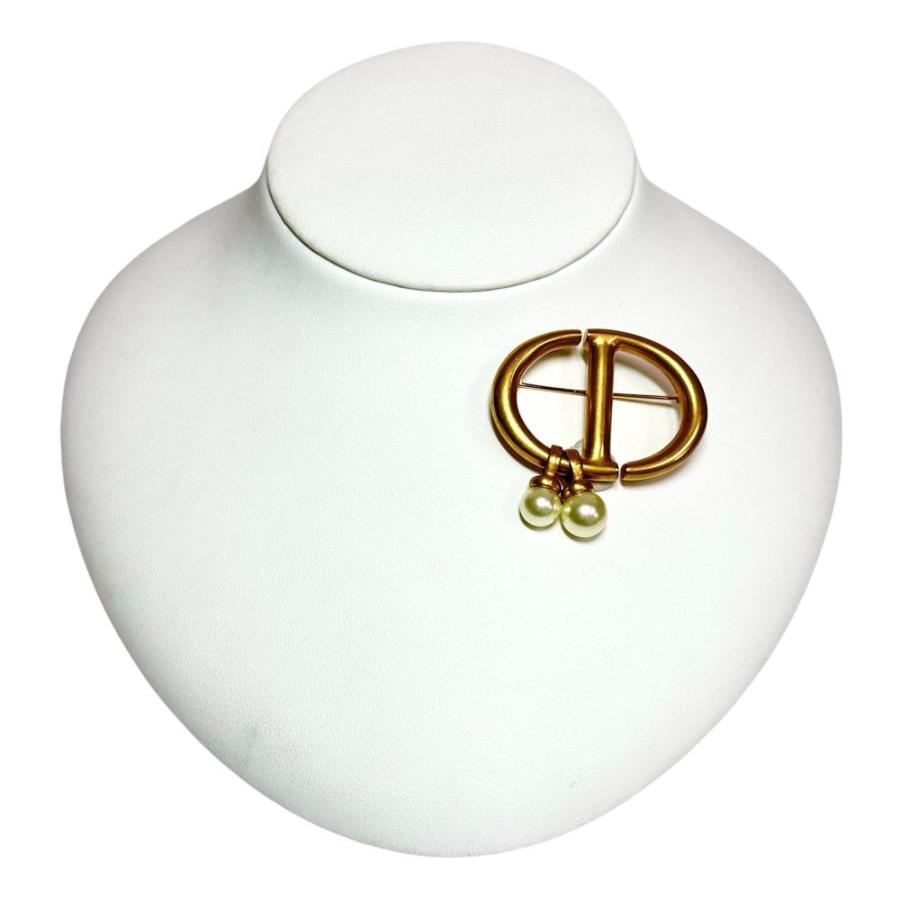 Christian Dior/クリスチャンディオール CDロゴ ブローチ GP/フェイク