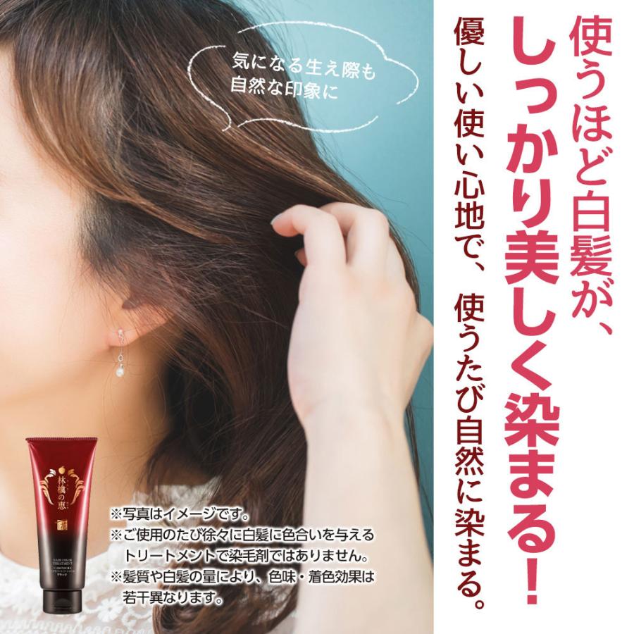 ヘアカラートリートメント 林檎の恵 一花 3本セット 白髪染め ブラック
