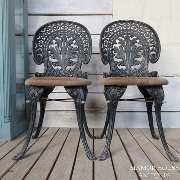 イギリス アンティーク 家具 アイアンチェア 2脚セット 店舗什器 椅子