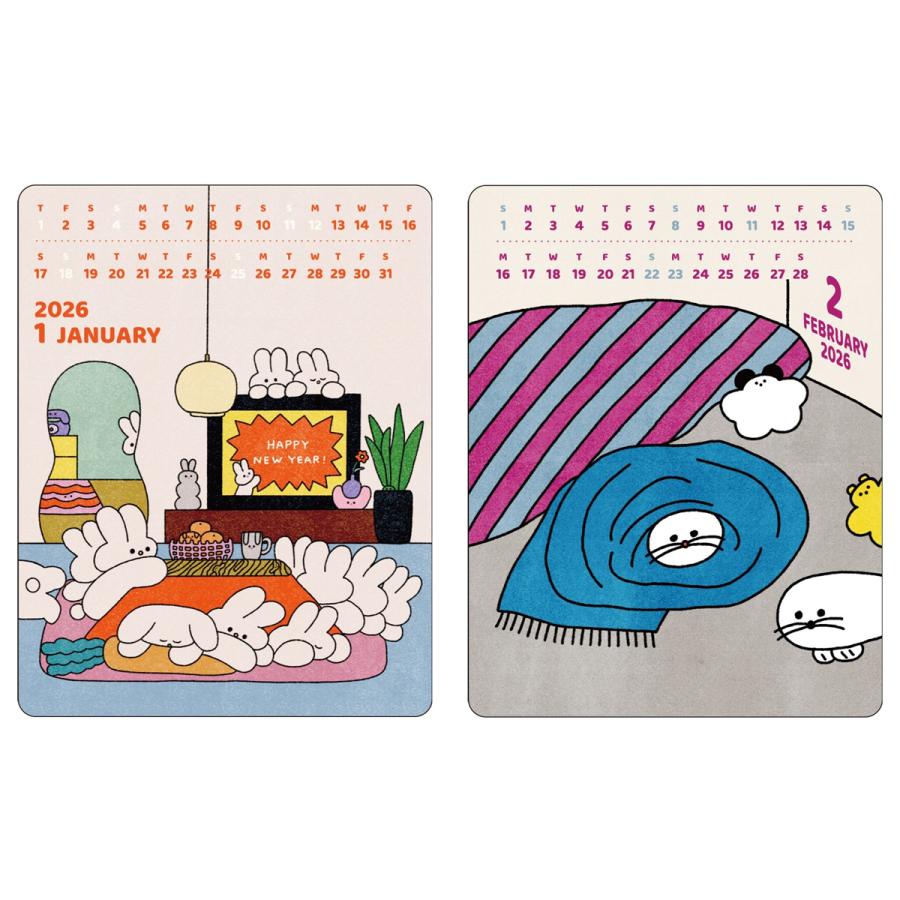 ポイント5倍 2026年版アクリルクリップカレンダー かわべしおん 卓上