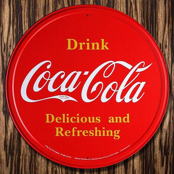 C3 COCACOLA コカコーラ 丸型サイン レッド スタンダード ブリキ看板