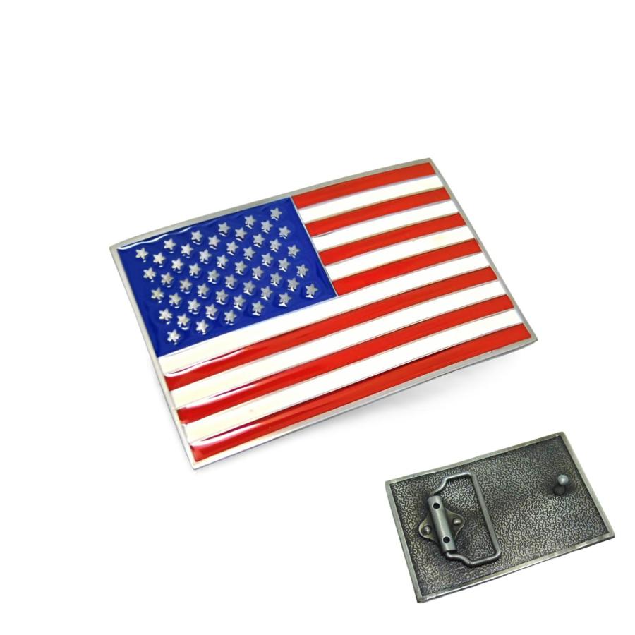 アメリカ国旗 星条旗 バックルのみ ベルト無し 9cmX6cm 金具 金属